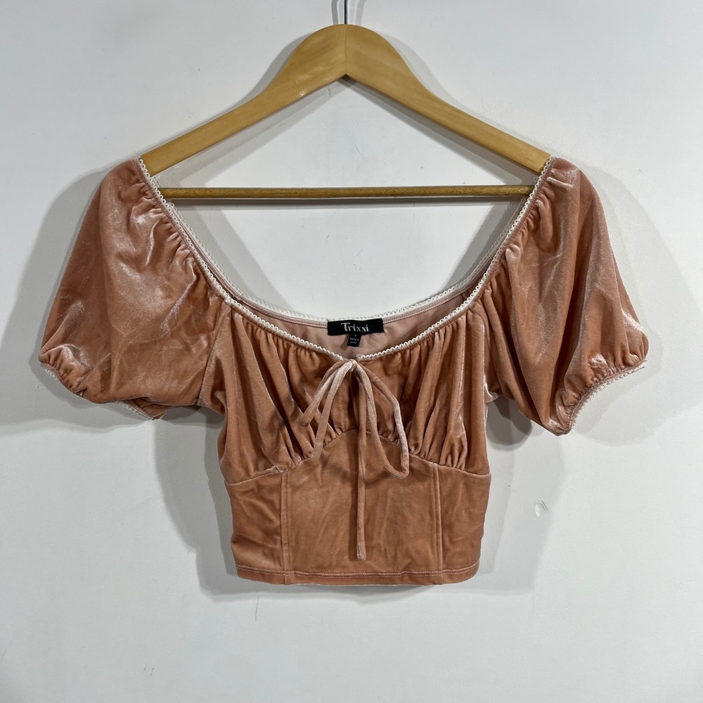 Trixxi Y2K Fairy Grunge Velvet Milkmaid Crop Top Coquette Going Out Lace Small